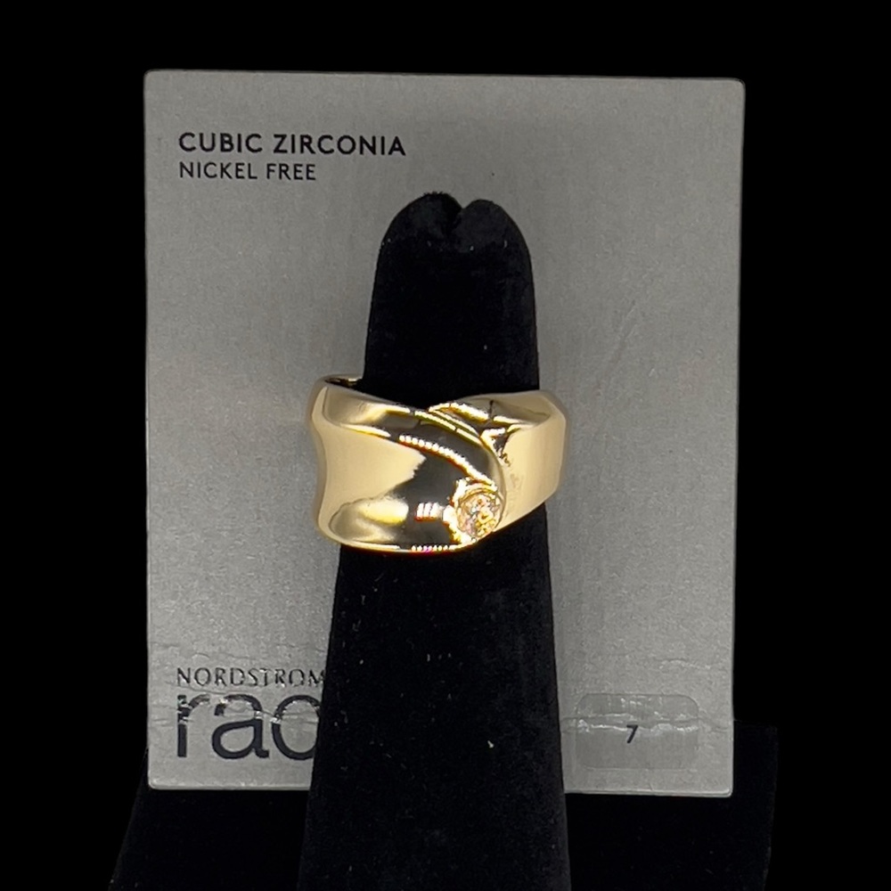 Nordstrom Rack Ring Size 7 Gold Tone Cubic Zirconia Nickel Free Ring Size 7 NWT - Picture 4 of 10
